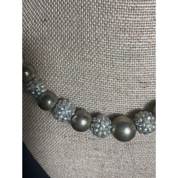 Vintage Brass & Rhinestone Beaded Necklace With Lobster Claw Closure - Picture 3 of 5